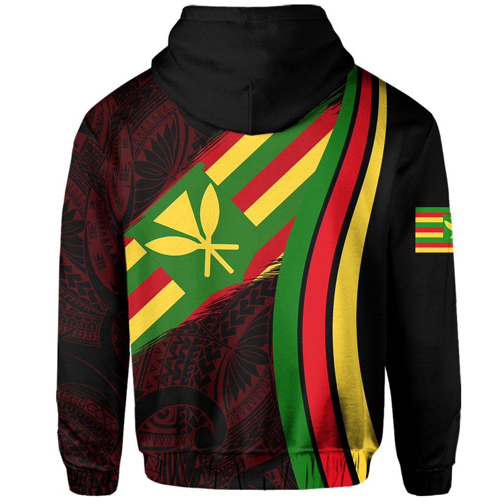 Hawaii Polynesian Kanaka Flag Hoodie Zip Red Ten Style - Polynesian Pride