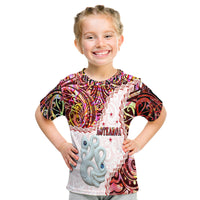 New Zealand Maori T Shirt Aotearoa Manaia Red Paua Shell Heare Ra LT9 Kid Red - Polynesian Pride