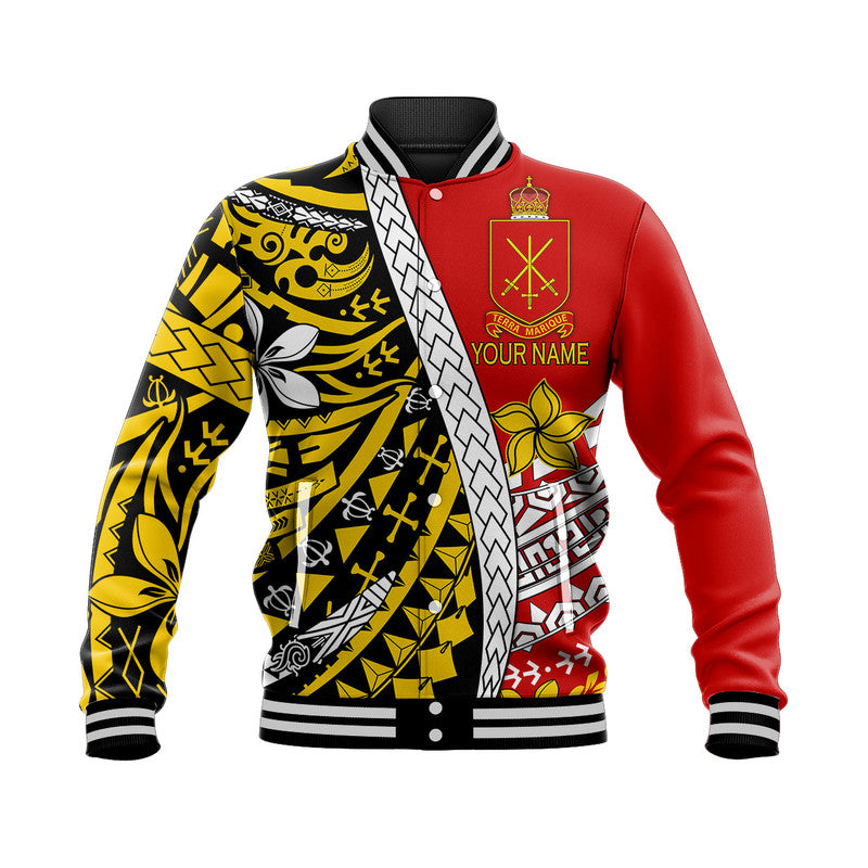 (Custom Personalised) Tonga Terra Marique Baseball Jacket Red Polynesian Minimalist Style LT9 Unisex Red - Polynesian Pride