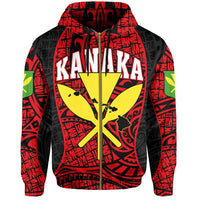 Polynesian Kanaka Maoli Hawaii Zip Hoodie Red Gel Style - Polynesian Pride