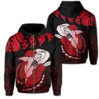 Hawaii Polynesian Aumakua Hammerhead Shark Hoodie Zip Cloud Style Red Unisex Red - Polynesian Pride