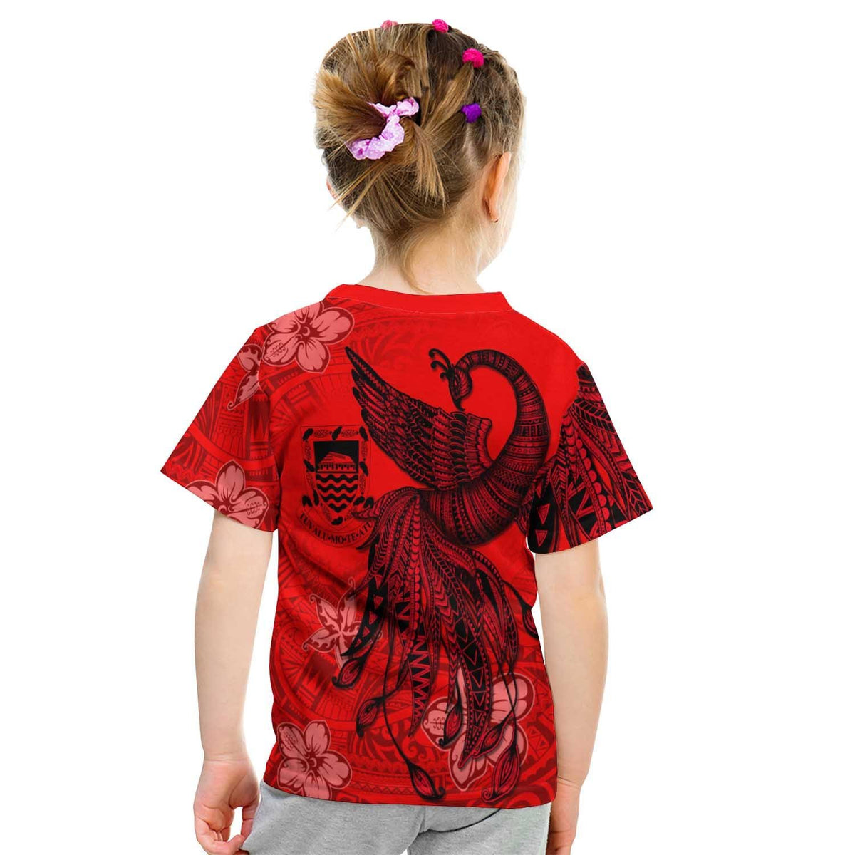 Tonga Custom T Shirt Polynesian Phoenix Bird, Fairytales Bird Red - Polynesian Pride