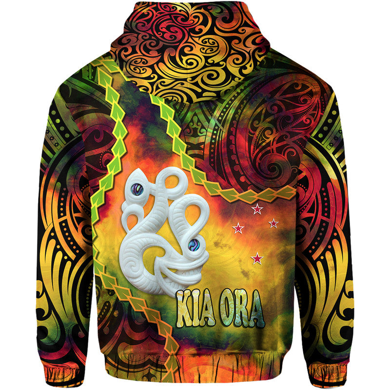 New Zealand Maori Hoodie Aotearoa Manaia Reggae Paua Shell Kia Ora LT9 - Polynesian Pride