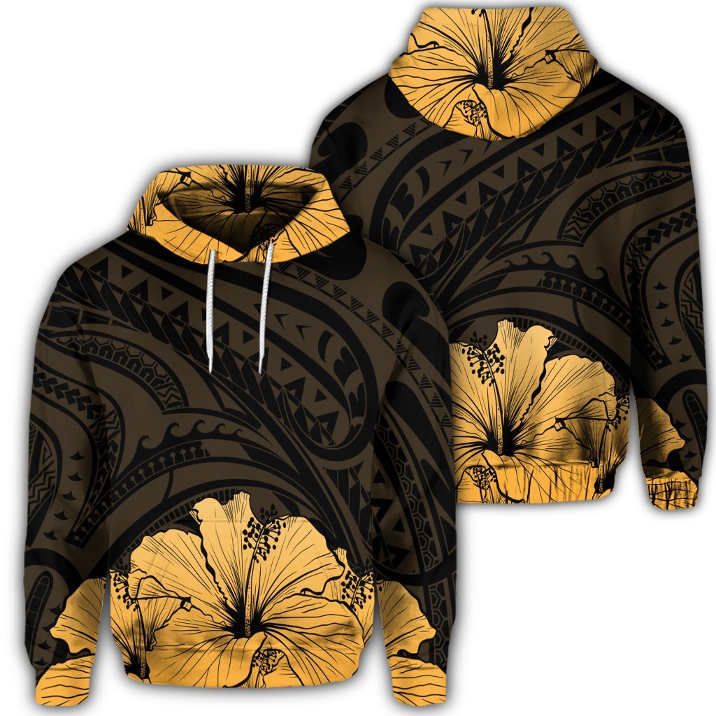 Royal Hibiscus Polynesian Tribal Golden Hoodie Unisex Art - Polynesian Pride