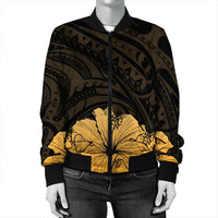 Royal Hibiscus Polynesian Tribal Golden Bomber Jacket - AH - Polynesian Pride
