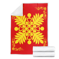 Hawaiian Quilt Maui Plant And Hibiscus Premium Blanket - Royal - AH - Polynesian Pride