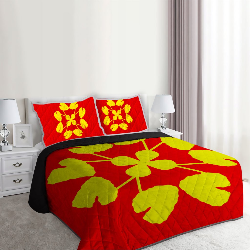 Hawaiian Royal Pattern Quilt Bed Set - Royal - D3 Style - Polynesian Pride