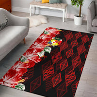 Tonga Rug Diamond Style Mix Hibiscus - Black LT7 Black - Polynesian Pride
