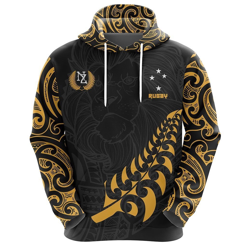 New Zealand Maori Lion Rugby Hoodie Customized - Polynesian Pride