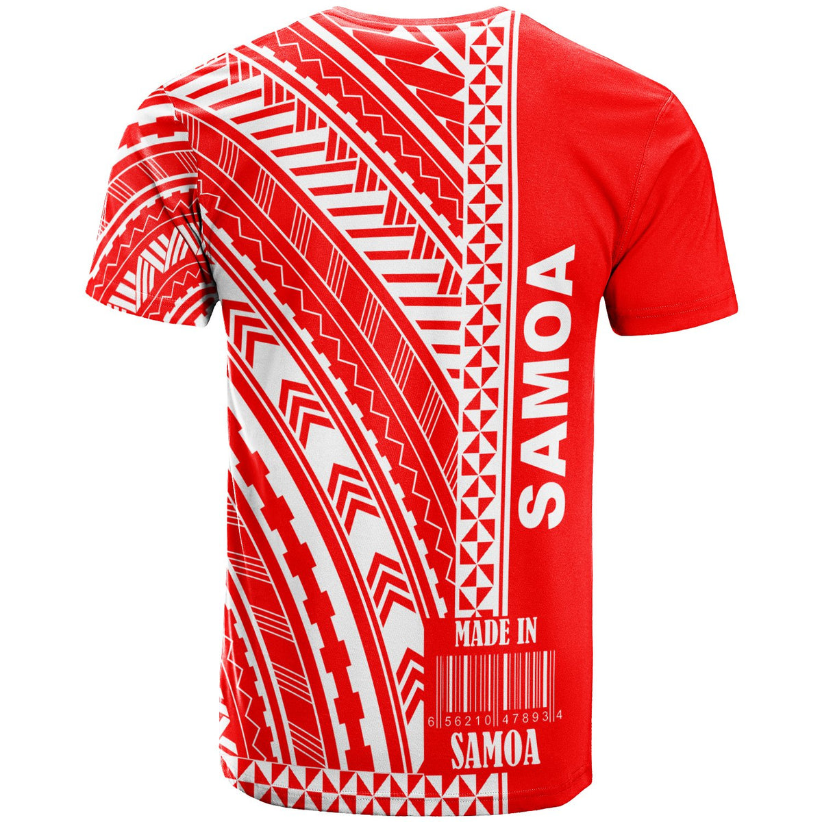 Samoa T Shirt Barcode Red Color - Polynesian Pride
