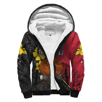 (Custom Text and Number) The Kumuls PNG Sherpa Hoodie Papua New Guinea Polynesian Dynamic Style Black LT14 - Polynesian Pride