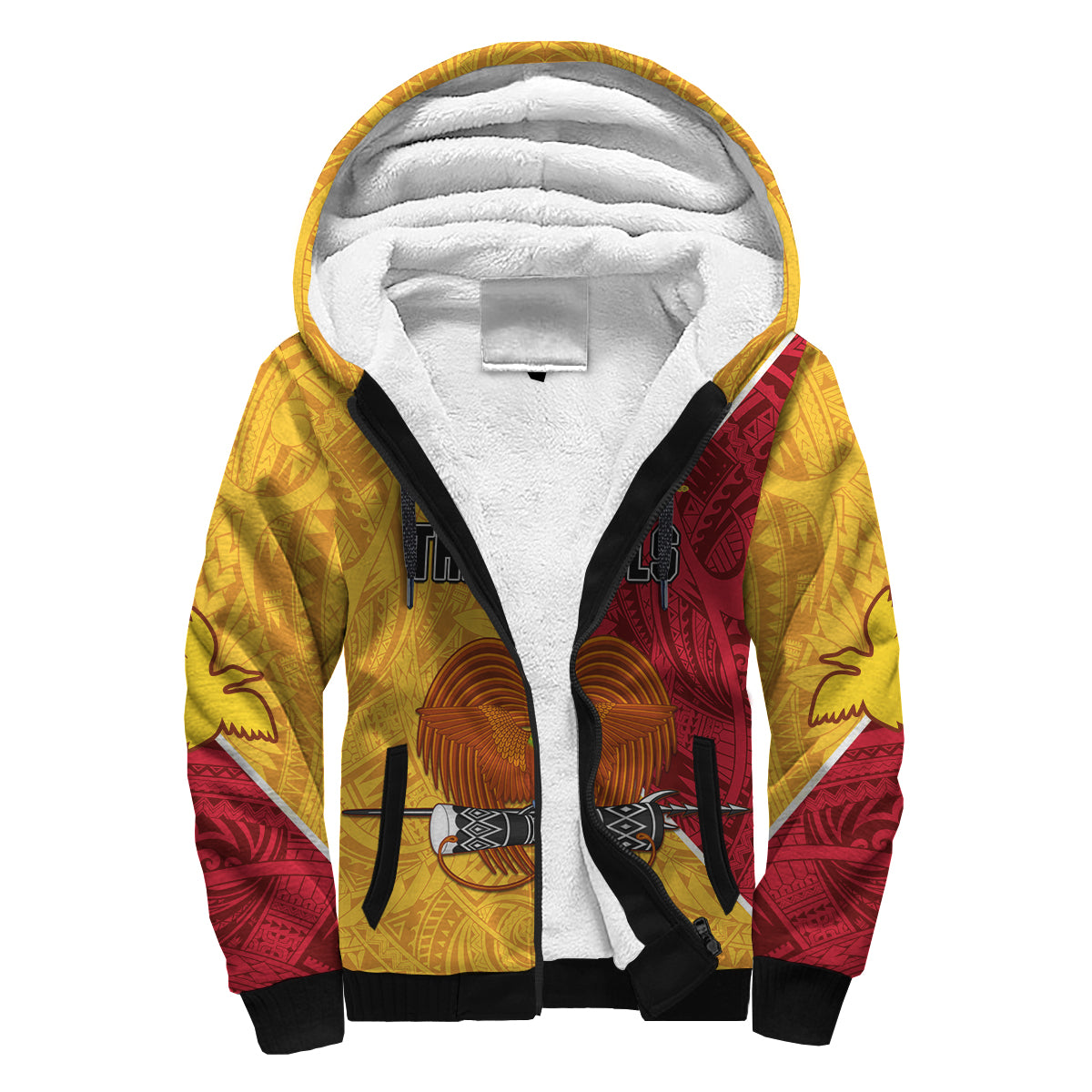(Custom Text an Number) The Kumuls PNG Sherpa Hoodie Papua New Guinea Polynesian Dynamic Style LT14 Unisex Yellow - Polynesian Pride