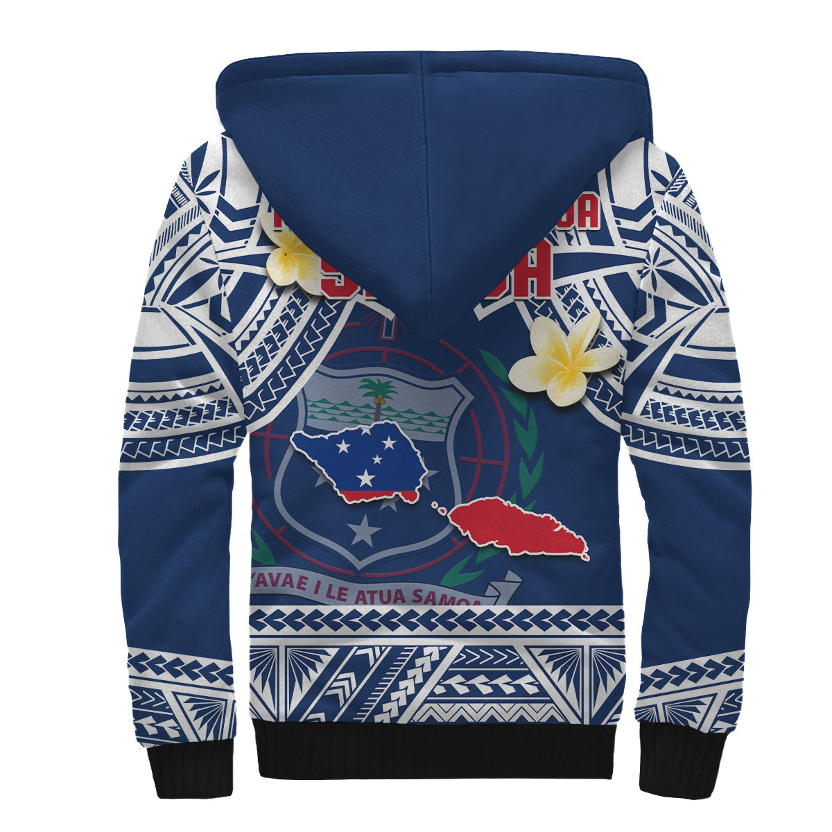 Samoa Sherpa Hoodie Samoan Plumeria Flowers Mix Polynesian Pattern LT14 - Polynesian Pride