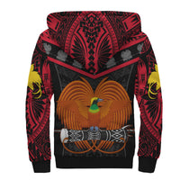 Papua New Guinea Rugby Sherpa Hoodie PNG Kumuls Bird Of Paradise Black LT14 - Polynesian Pride