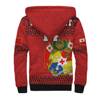 (Custom Text And Number) Tonga Rugby Sherpa Hoodie Mate Maa Tonga Pacific Ngatu Black LT14 - Polynesian Pride