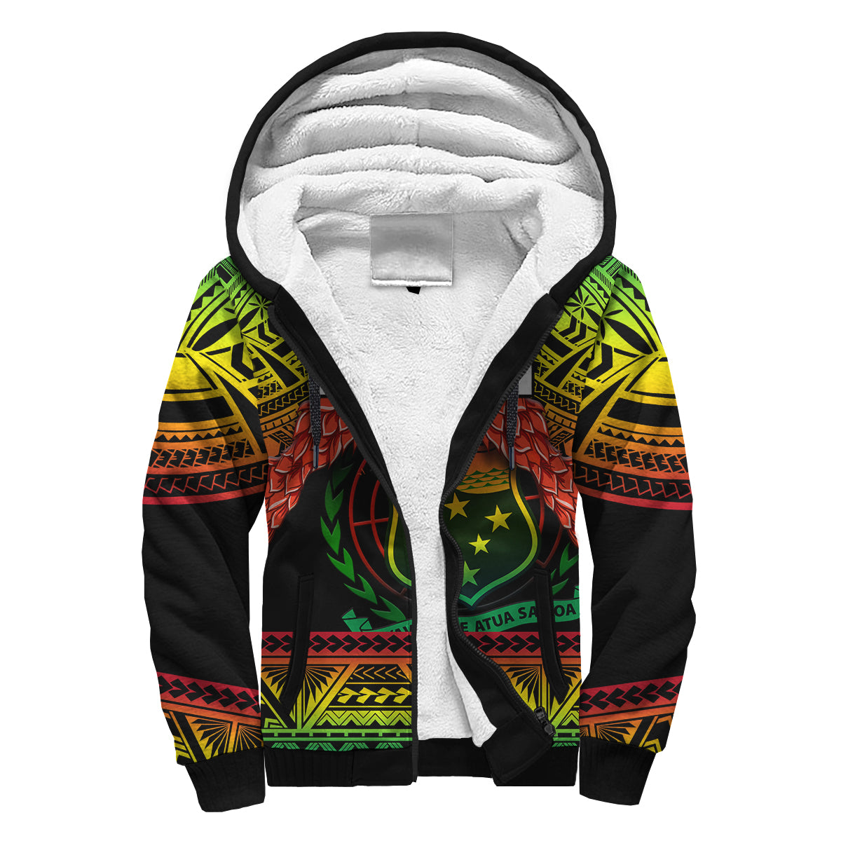(Custom Text And Number) Samoa Rugby Sherpa Hoodie Teuila Torch Ginger Gradient Style LT14 Unisex Black - Polynesian Pride