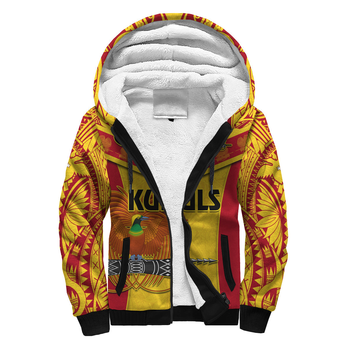 Papua New Guinea Rugby Sherpa Hoodie PNG Kumuls Bird Of Paradise Yellow LT14 Unisex Yellow - Polynesian Pride