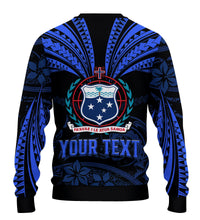(Custom Personalised) Samoa Tatau Sweater Blue Polynesian Ula Nifo LT13 - Polynesian Pride