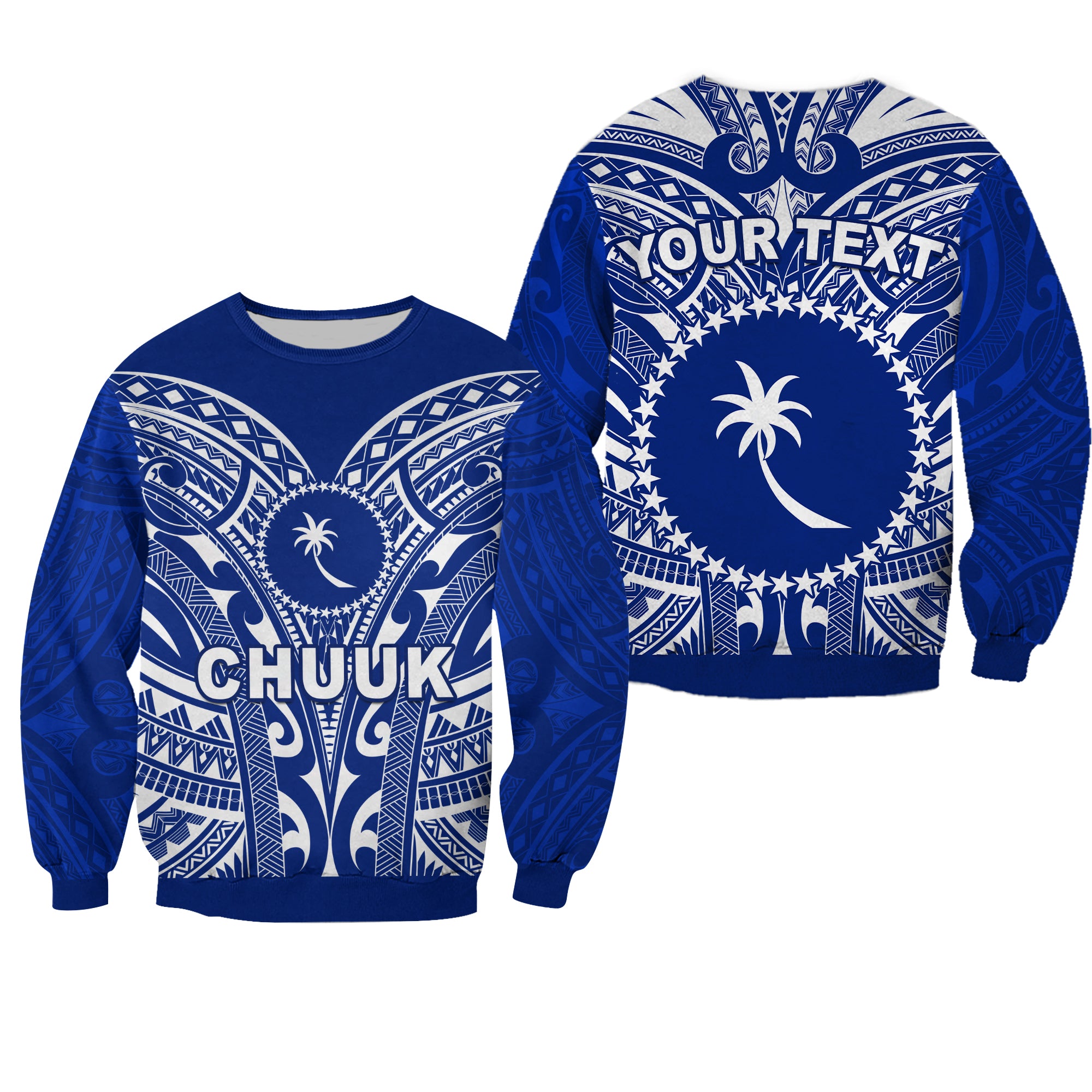 (Custom Personalised) Chuuk Sweatshirt Micronesia Simple Pattern LT13 Unisex Blue - Polynesian Pride