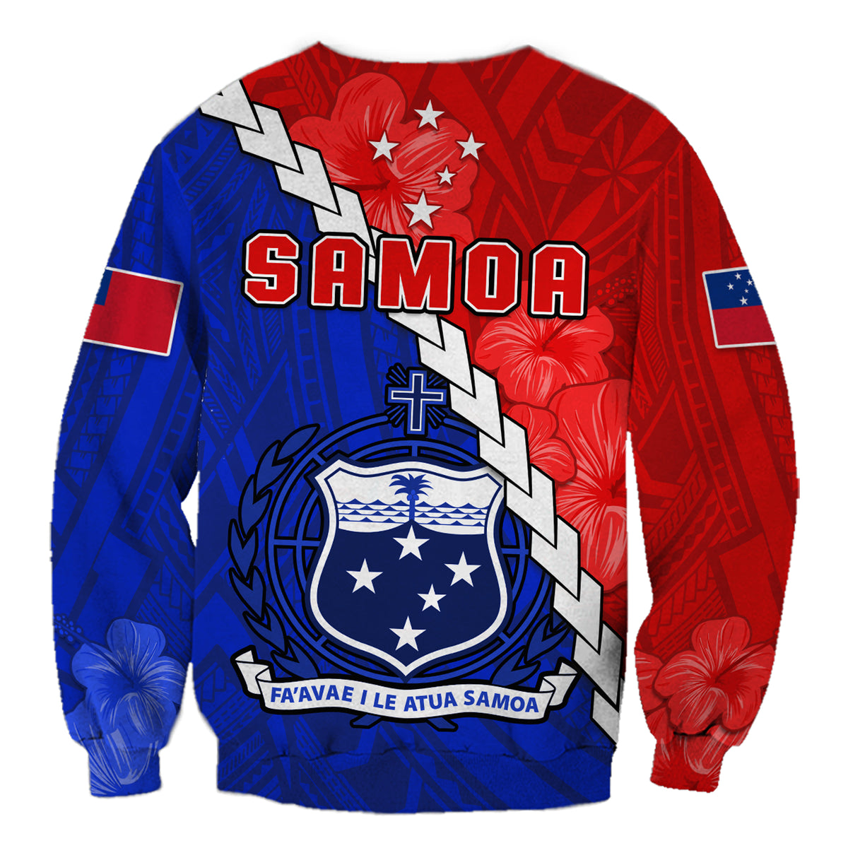 Happy Samoan Fathers Day Sweatshirt Hibiscus Mix Polynesian Pattern LT14 - Polynesian Pride