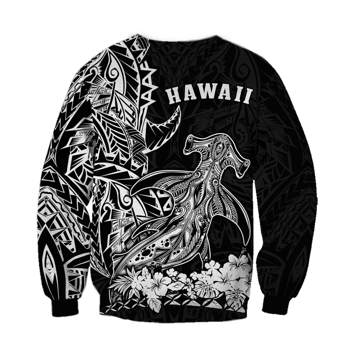 Hawaii Polynesian Sweatshirt Wild Hammerhead Sharks LT13 - Polynesian Pride