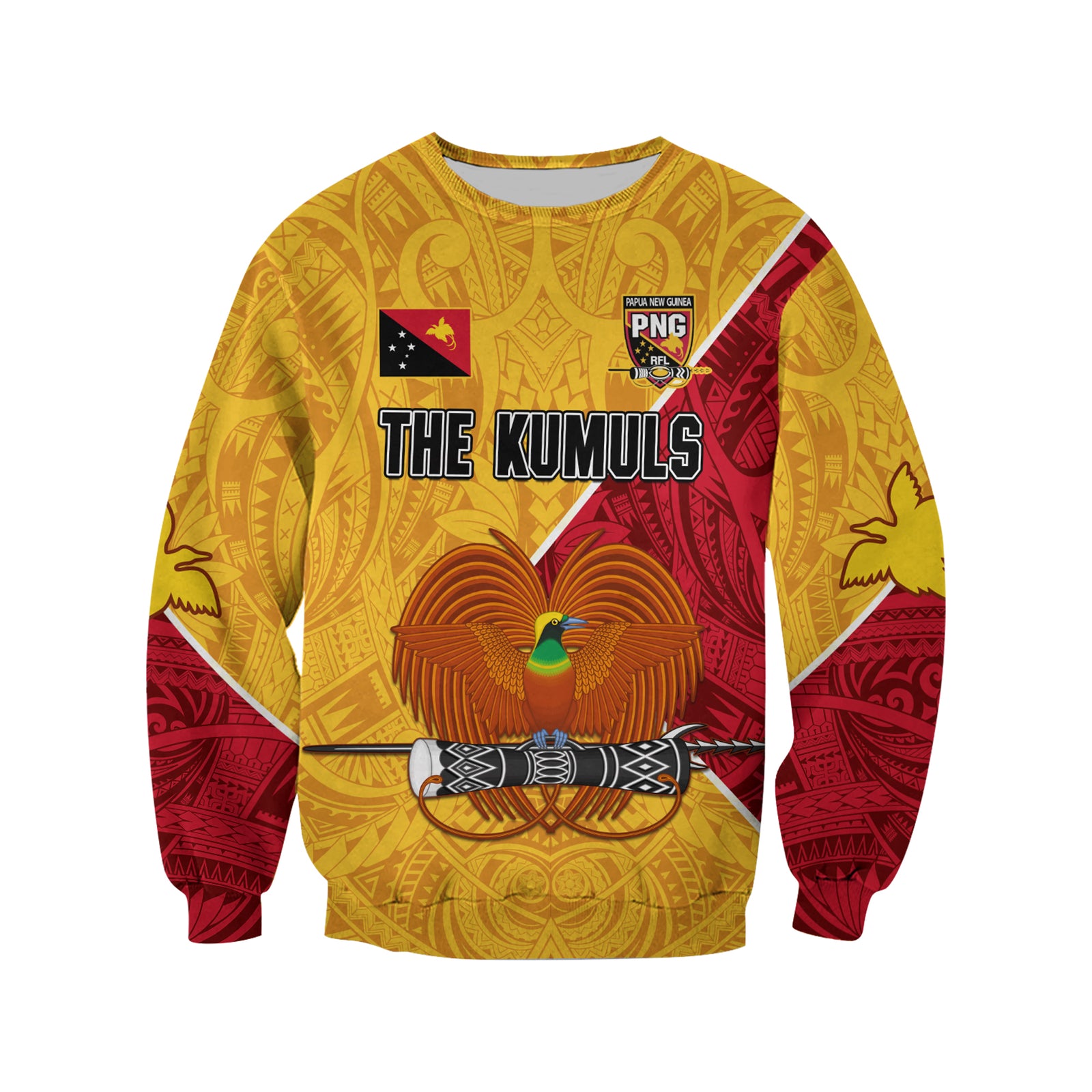 The Kumuls PNG Sweatshirt Papua New Guinea Polynesian Dynamic Style LT14 Unisex Yellow - Polynesian Pride