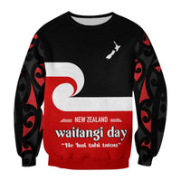 Waitangi Day Sweatshirt Maori Fern and Tino Rangatiratanga Flag LT13 Unisex Black - Polynesian Pride