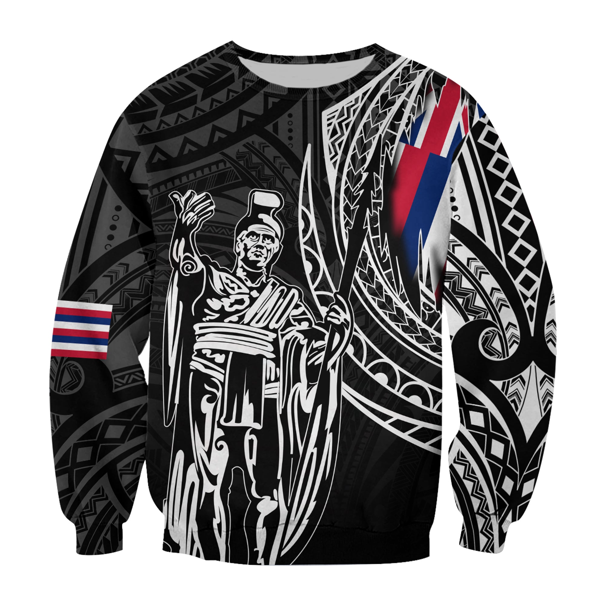 Hawaii King Flag Polynesian Sweatshirt - Tity Style Unisex Black - Polynesian Pride