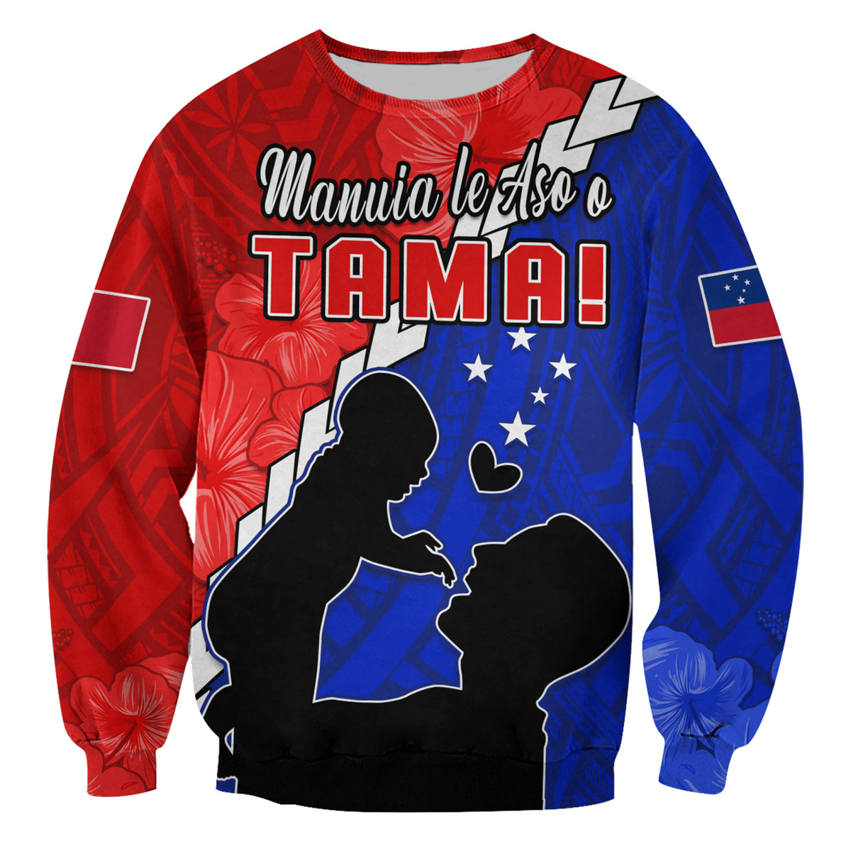 (Custom Personalised) Happy Samoan Fathers Day Sweatshirt Hibiscus Mix Polynesian Pattern LT14 - Polynesian Pride