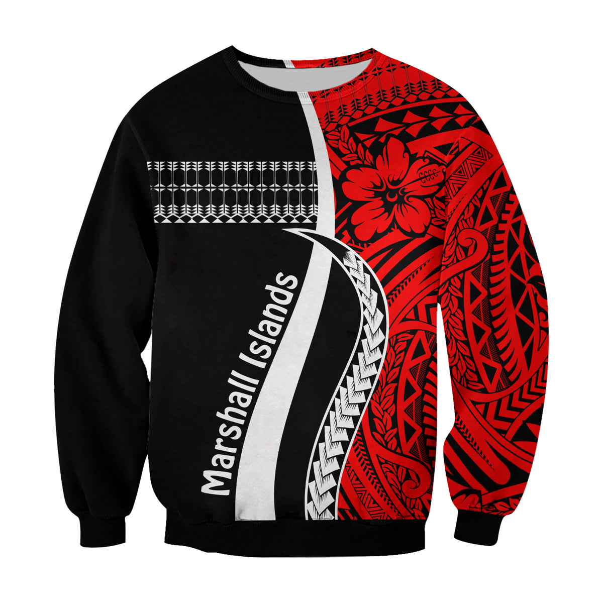 Marshall Islands Sweatshirt Simple Pattern Version Red LT13 - Polynesian Pride