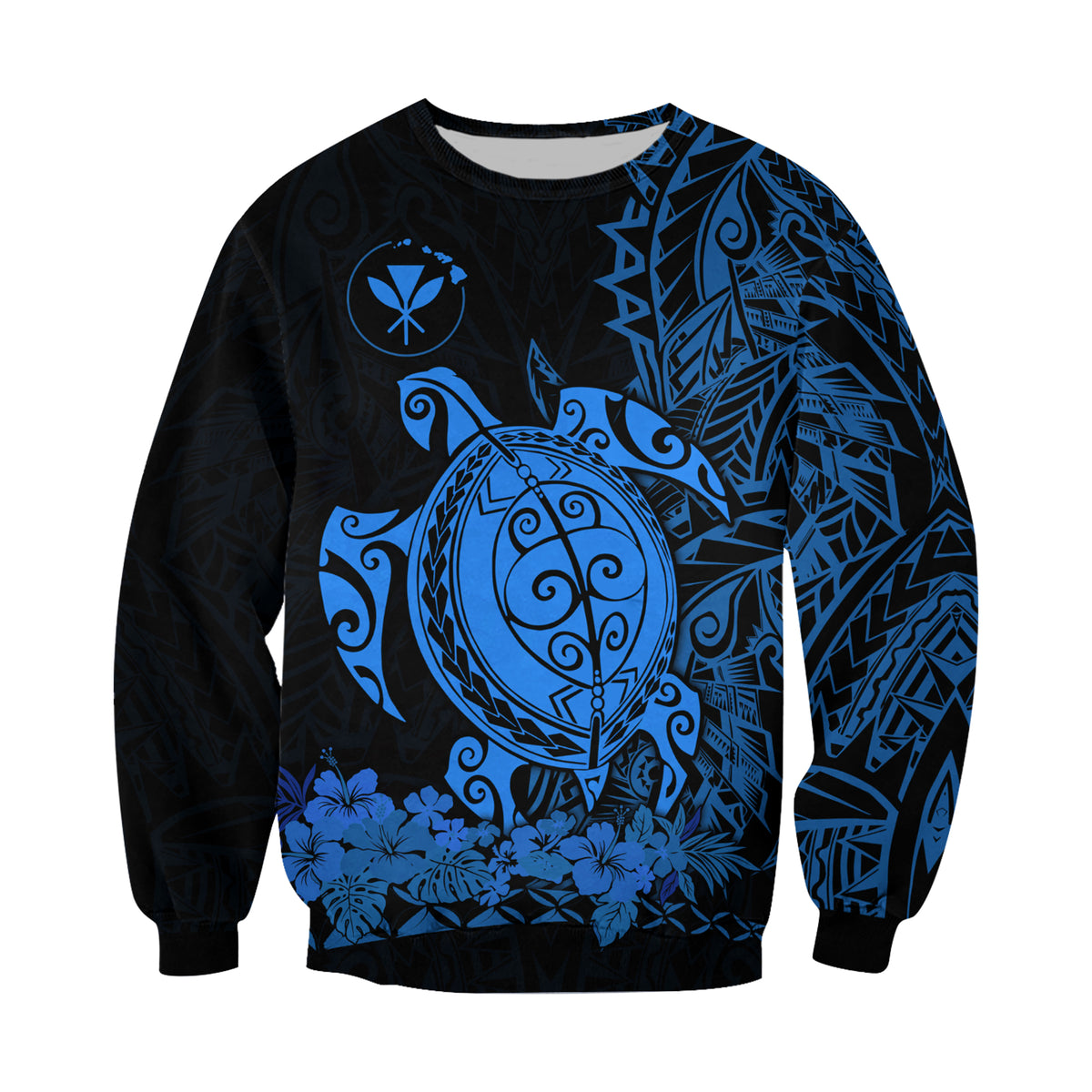 Hawaii Polynesian Sweatshirt Blue Sea Turtles Hawaiian LT13 - Polynesian Pride