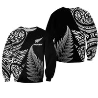 New Zealand Rugby Sweatshirt - Aotearoa Maori Style LT13 Unisex Black - Polynesian Pride