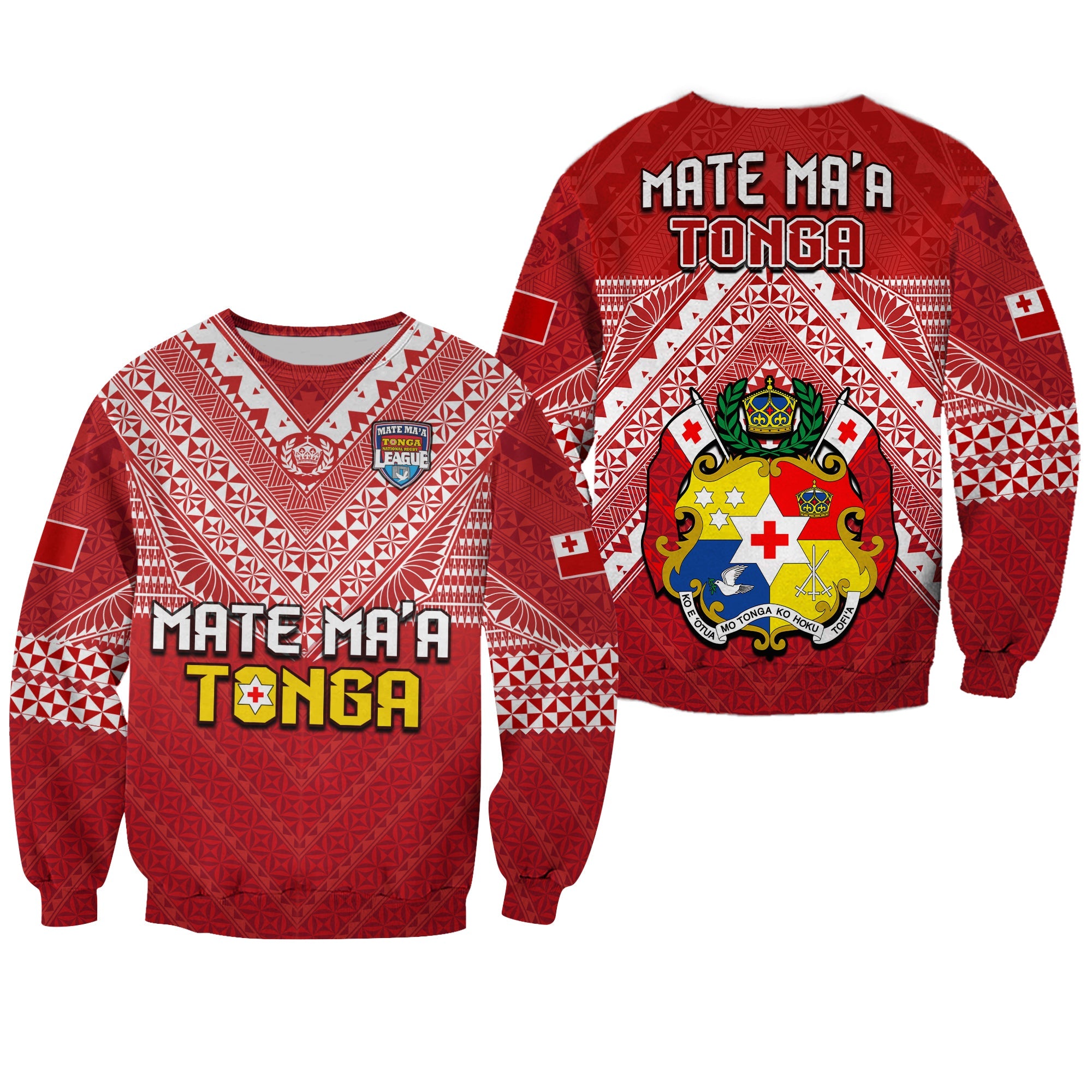Tonga Rugby MMT Sweatshirt Ngatu Mate Maa Tonga Special LT13 Unisex Red - Polynesian Pride