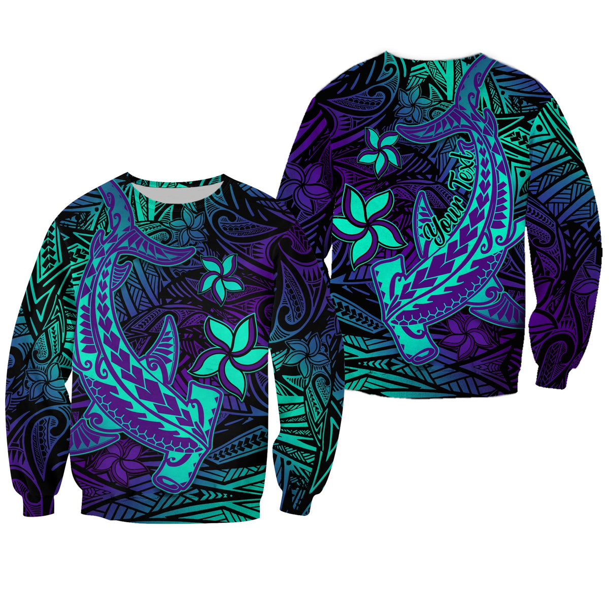 (Custom Personalised) Polynesian Sweatshirt Purple Paradise Hawaiian Tribal Hammerhead Shark LT14 Unisex Purple - Polynesian Pride