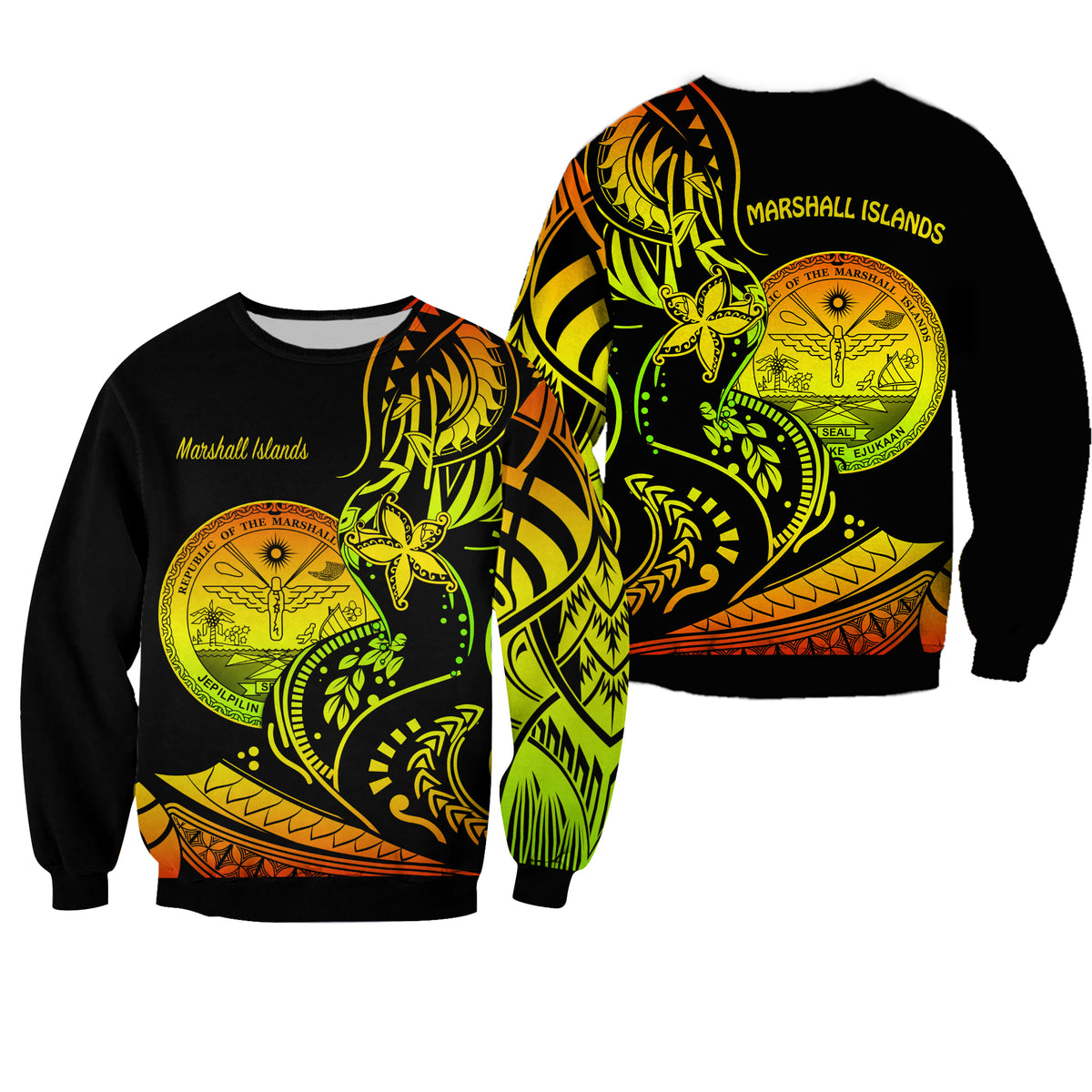 Marshall Islands Sweatshirt Proud Seal Star Version Reggae LT13 Unisex Reggae - Polynesian Pride