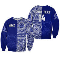 (Custom Text And Number) Queen Salote Tonga College Sweatshirt Class Of Year Tongan Ngatu Pattern LT14 Unisex Blue - Polynesian Pride