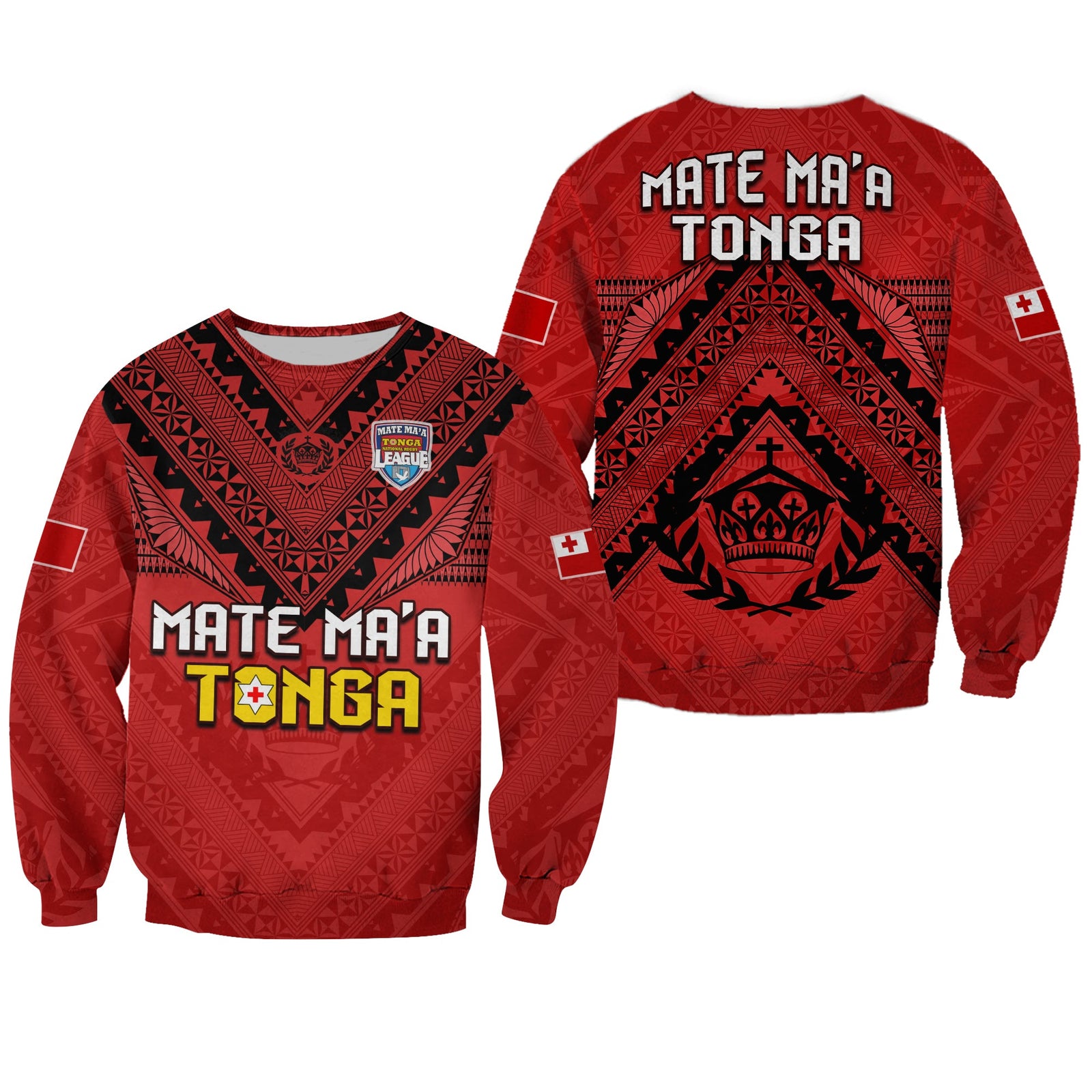 Tonga Rugby MMT Sweatshirt Ngatu Mate Maa Tonga Simple LT13 Unisex Red - Polynesian Pride