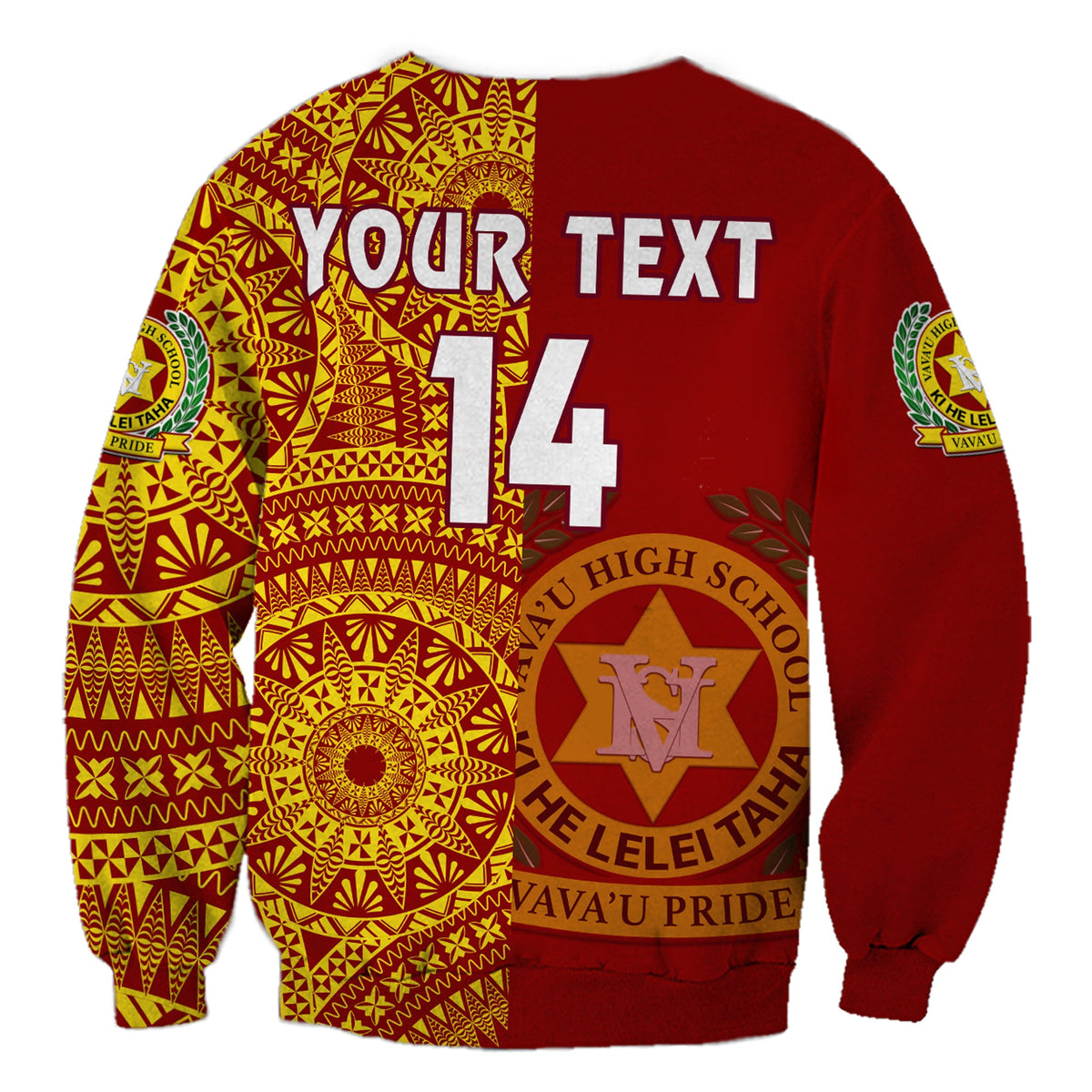 (Custom Text And Number) Tonga Vavau High School Sweatshirt Class Of Year Tongan Ngatu Pattern LT14 - Polynesian Pride