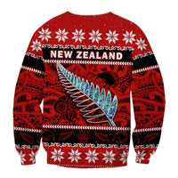 New Zealand Christmas Sweatshirt Paua Shell Silver Fern Meri Kirihimete LT14 - Polynesian Pride