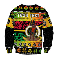 (Custom Personalised) Vanuatu Christmas Sweatshirt Pig Tusk Polynesian Joyeux Noel Flag Art LT14 - Polynesian Pride