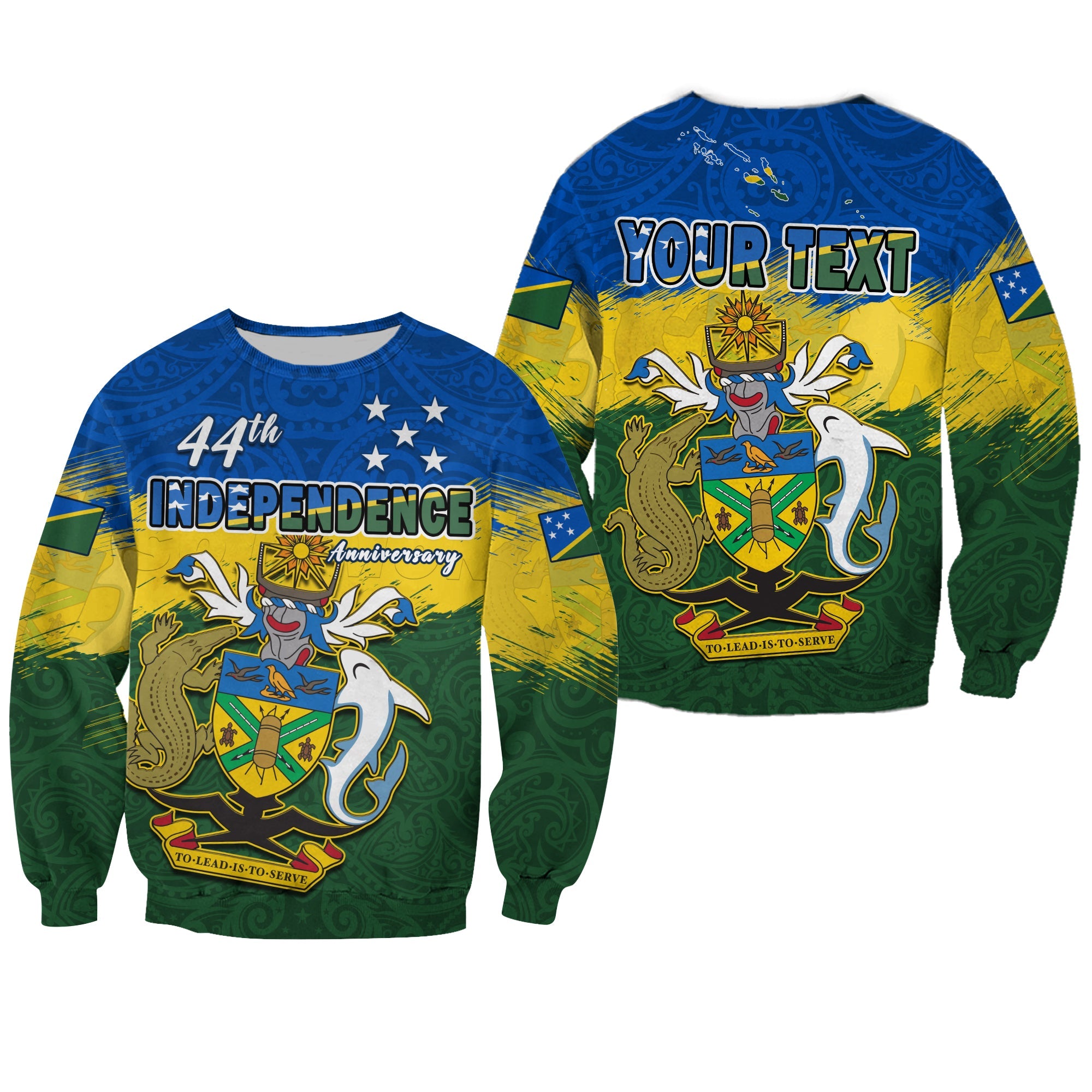 (Custom Personalised) Solomon Islands Sweatshirt Happy 44th Independence Anniversary Polynesian Pattern LT14 Unisex Blue - Polynesian Pride