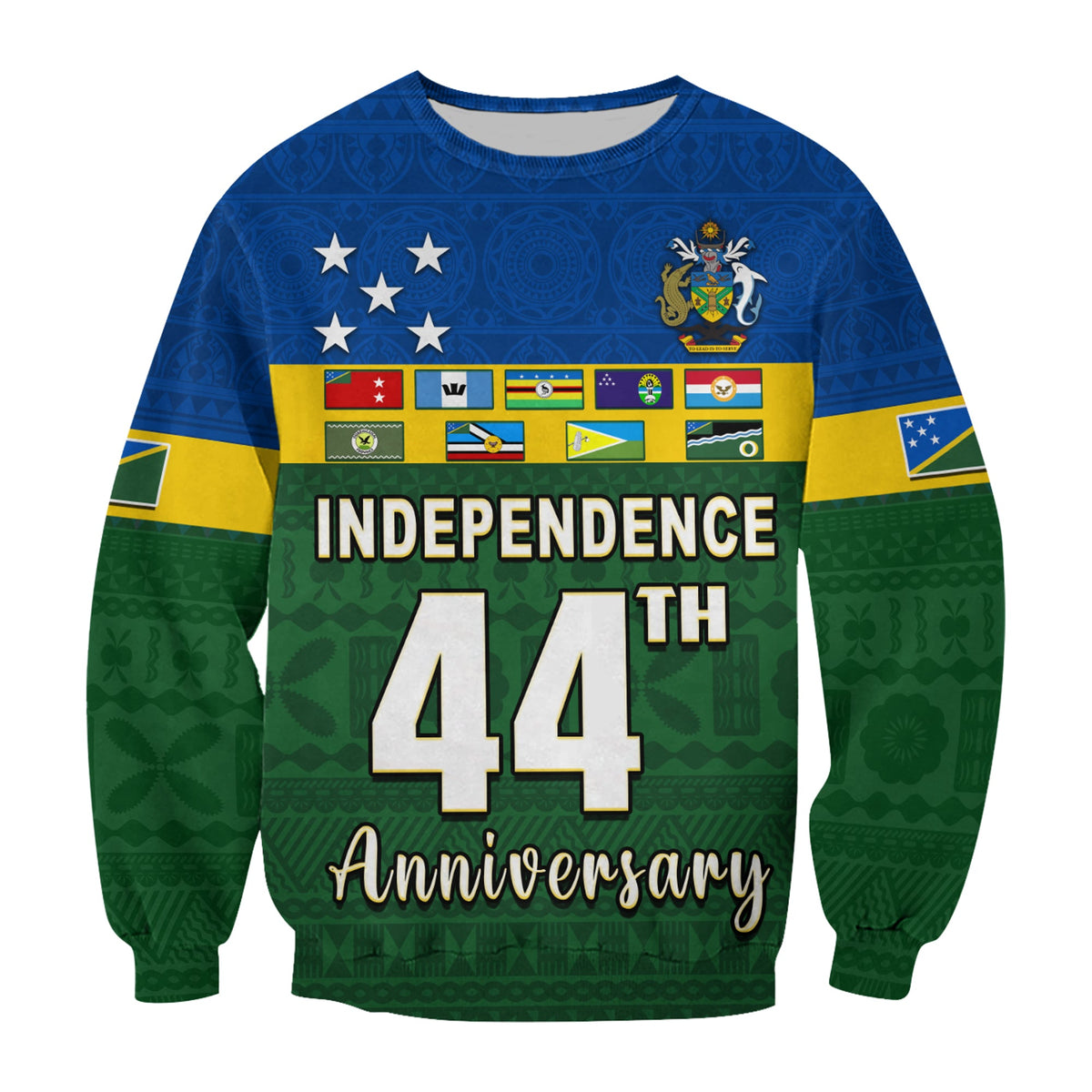 (Custom Text and Number) Solomon Islands National Day Sweatshirt Independence Day Tapa Pattern LT13 - Polynesian Pride