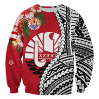 (Custom Personalised) Tahiti Islands Sweatshirt Polynesian Shark Mix Tropical Flowers LT14 - Polynesian Pride