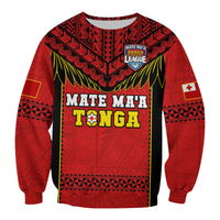 Tonga Rugby Sweatshirt Mate Maa Tonga Pacific Ngatu Black LT14 Unisex Red - Polynesian Pride
