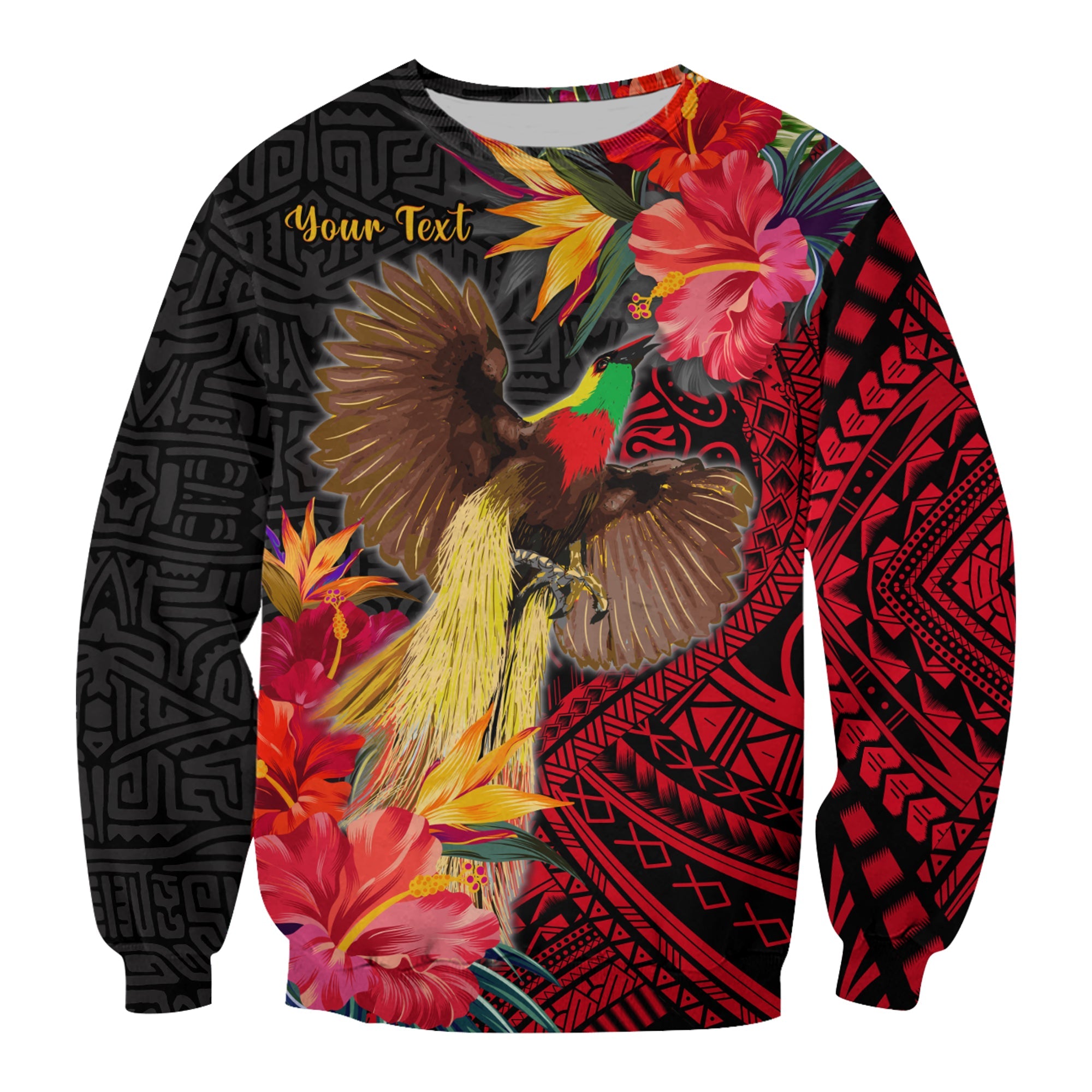 (Custom Personalised) Papua New Guinea Sweatshirt Bird of Paradise LT13 Unisex Black - Polynesian Pride