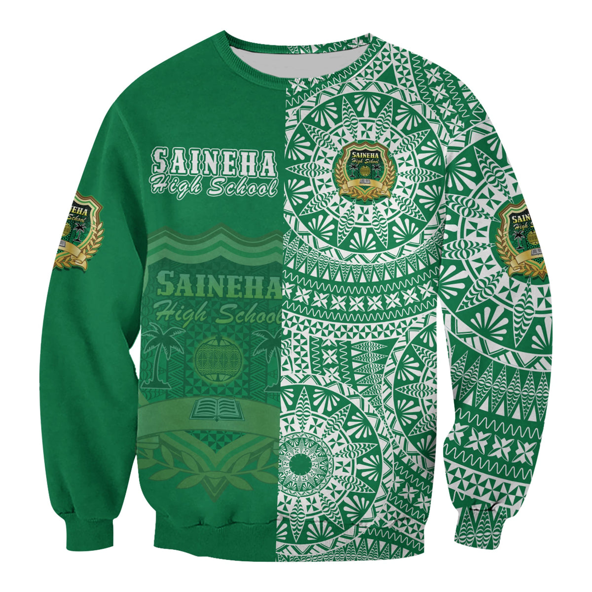 (Custom Personalised) Tonga Saineha High School Sweatshirt Tongan Ngatu Pattern LT14 - Polynesian Pride