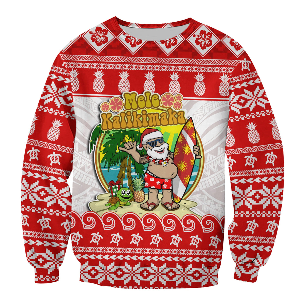Custom Personalised Hawaii Christmas Sweatshirt Kanaka Polynesian Santa Claus Mele Kalikimaka LT14 - Polynesian Pride
