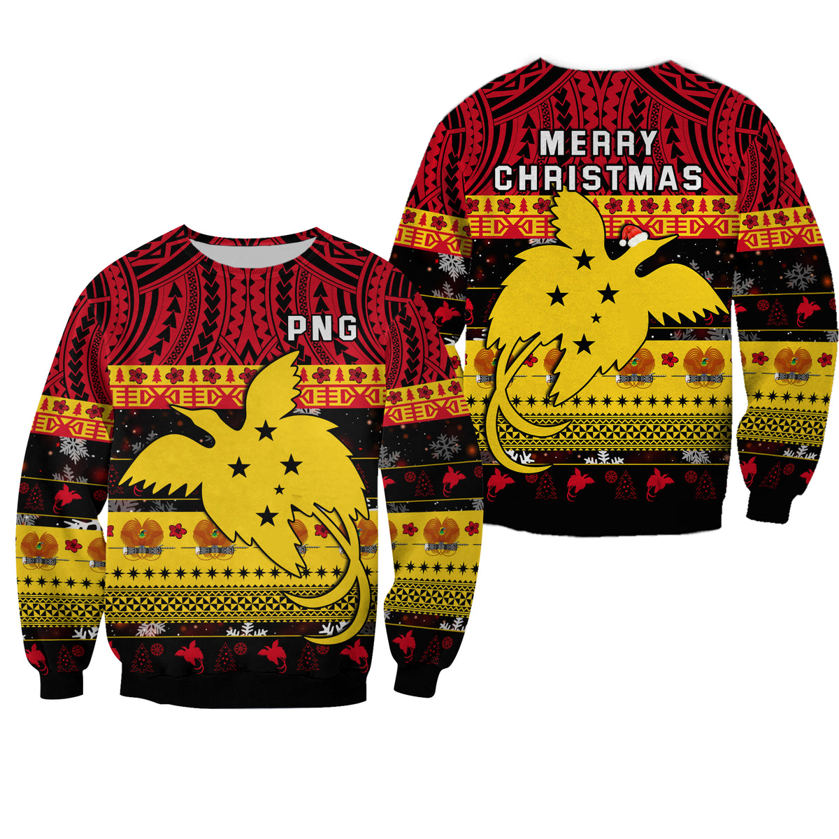 Papua New Guinea Christmas Sweatshirt Raggiana Loved LT13 Unisex Black - Polynesian Pride