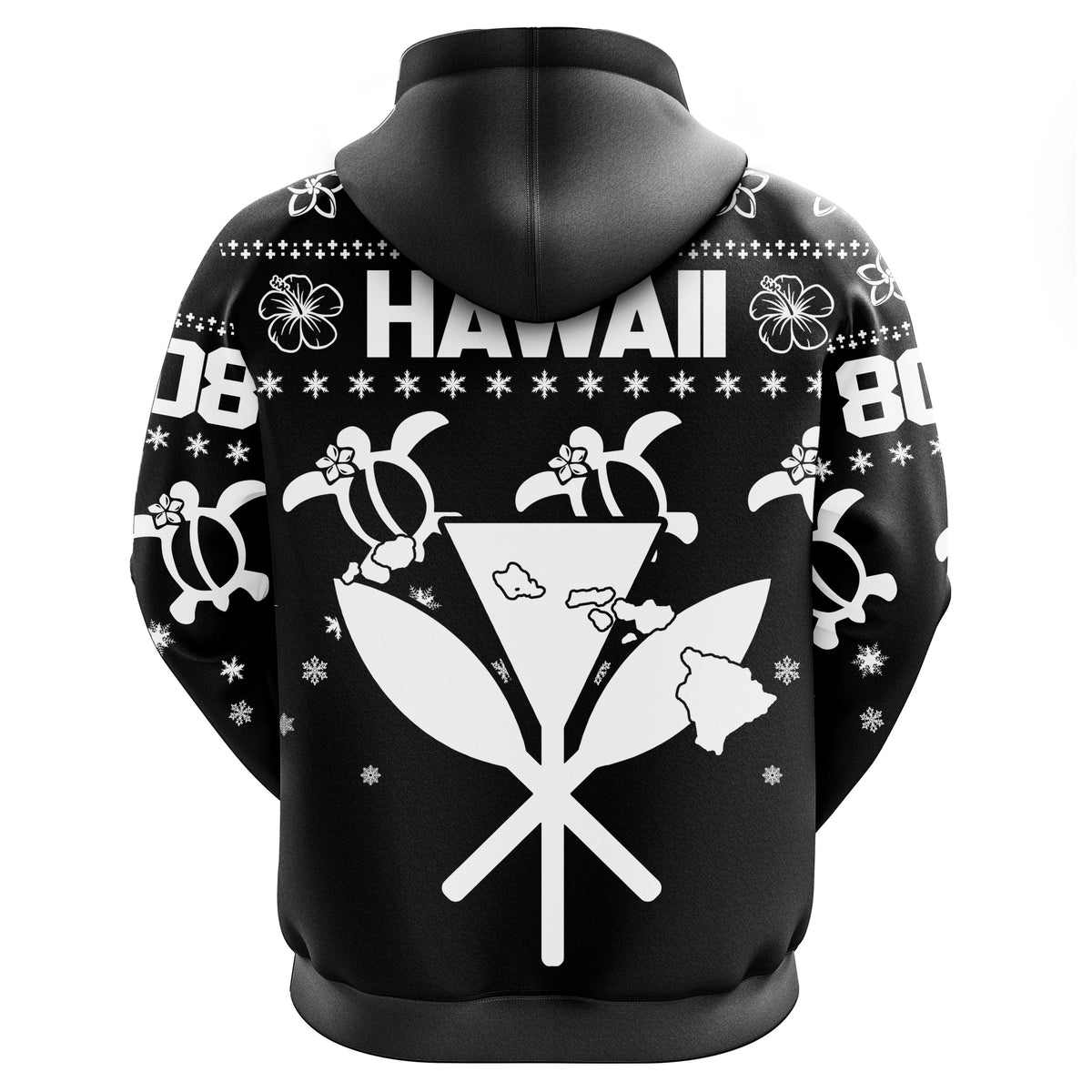 Kanaka Turtle Christmas Pattern Zipper Hoodie Helen Style White - Polynesian Pride