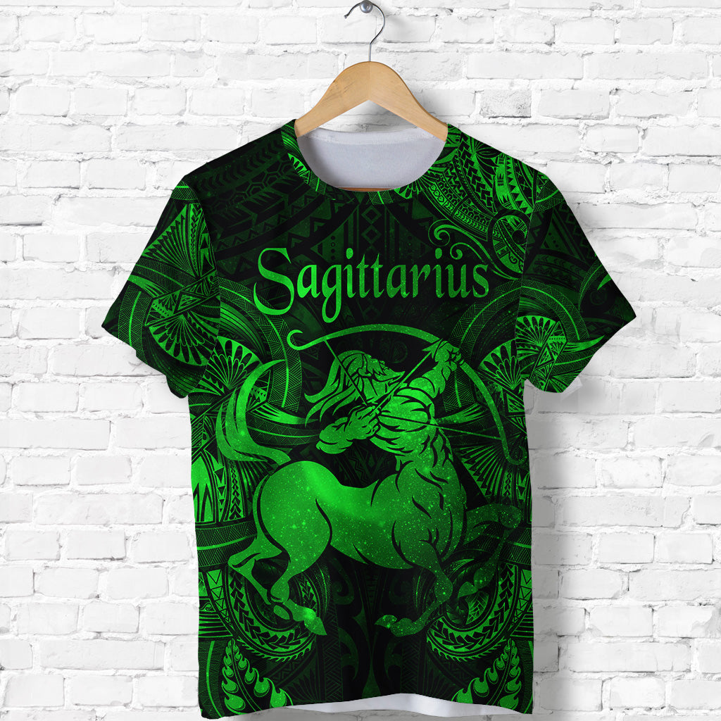 Sagittarius Zodiac Polynesian T Shirt Unique Style Green LT8 - Polynesian Pride
